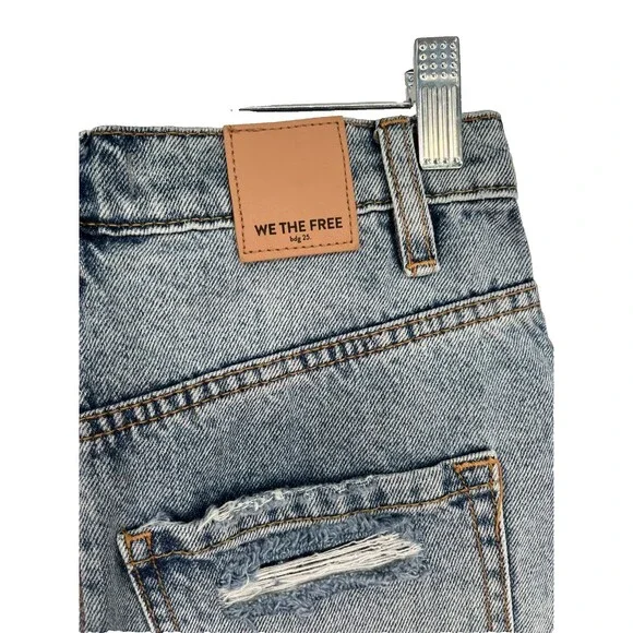 We The Free Denim Mini Skirt Women's Size 25 Asymmetrical Raw Hem Y2K Grunge - Picture 4 of 7
